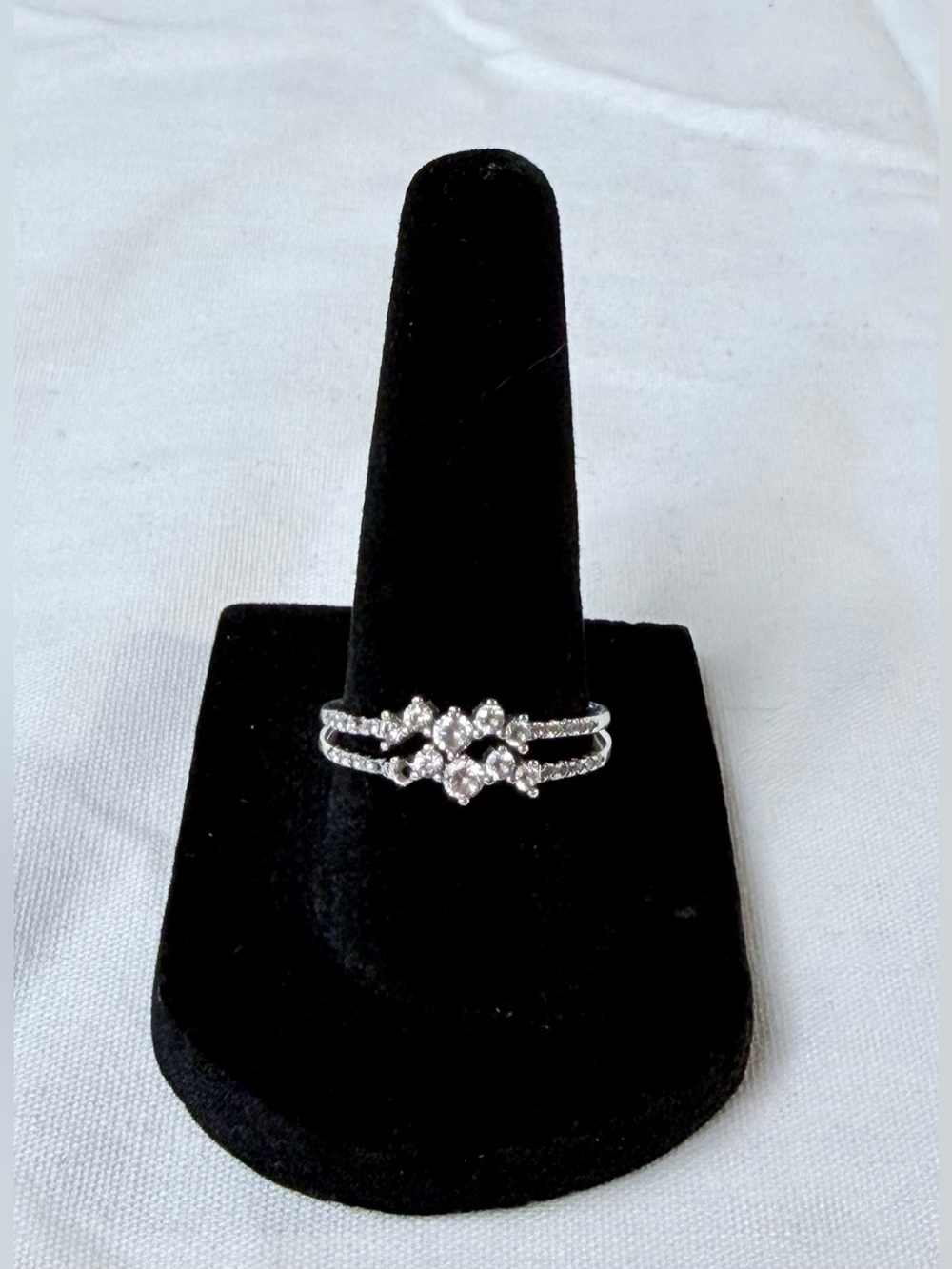 925 Sterling Silver 2-Piece Bridal Wedding Ring Set Size 8